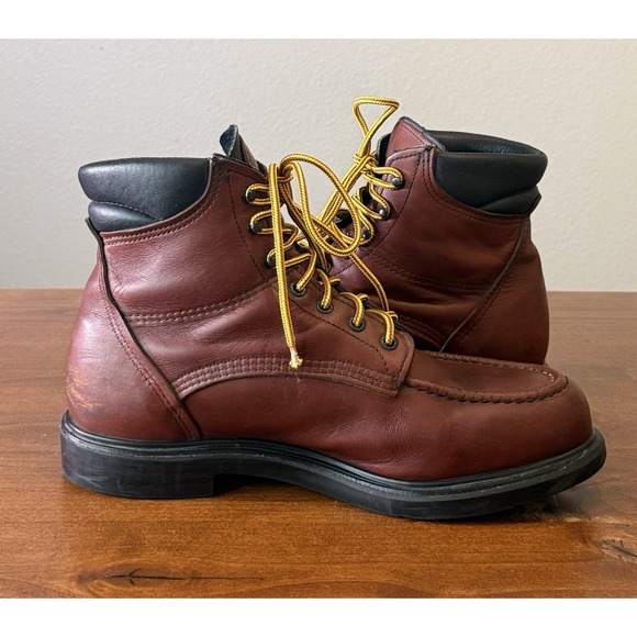 Red Wing Moc Toe Boots Burgundy 202 SUPERSOLE 6-INCH SOFT TOE Men\'s US 10.5 $254 main image 5